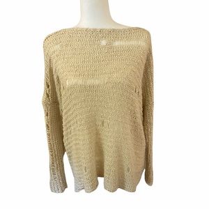 LF millau Shredded Beige Knit Sweater